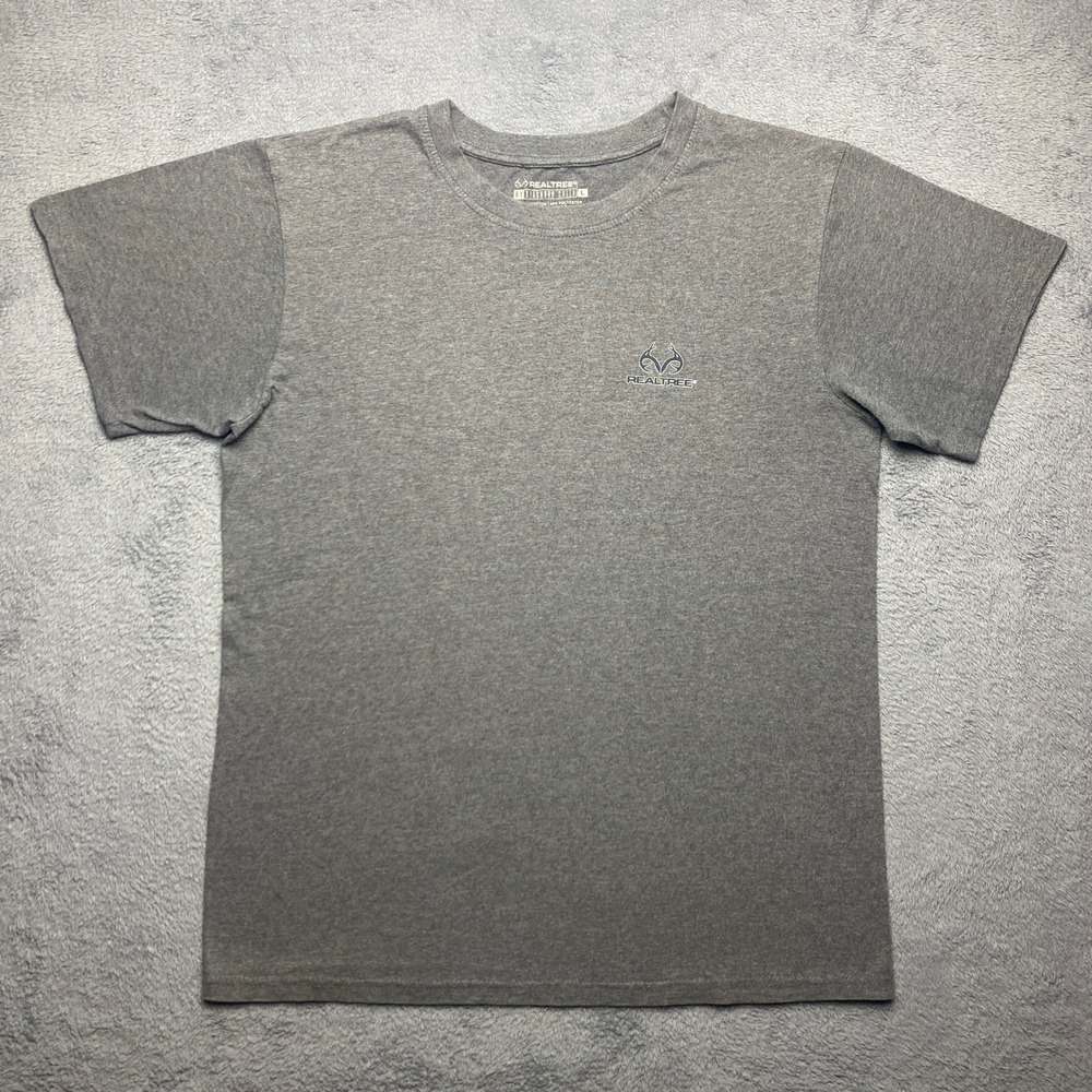 Realtree Tshirt Mens Large Gray Heather American Flag Graphic Staghorn Creek